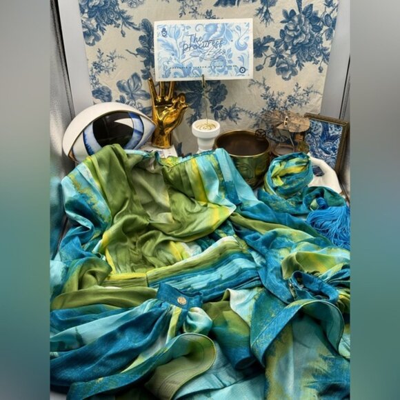 🆕 BRONX & BANCO 🧿 NWOT Bedouin Coastal Mini Dress, Blue Multi - Sz XS US 2 - Picture 12 of 16